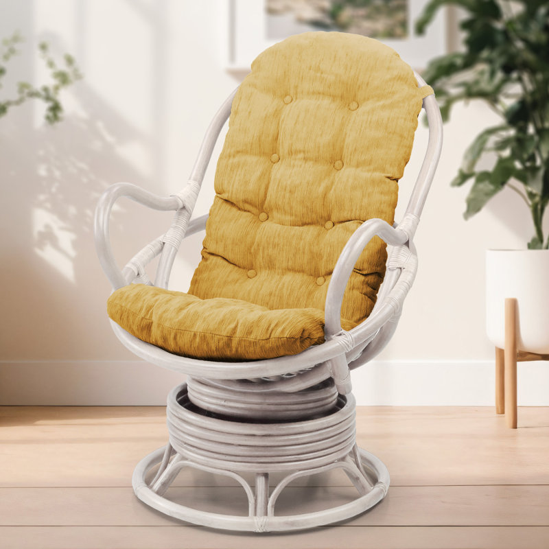 Upholstered Swivel Accent Chair, Light Brown, White