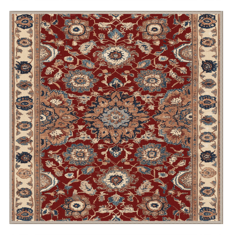 Machine Washable Persian Brown Area Rug, Square 3'