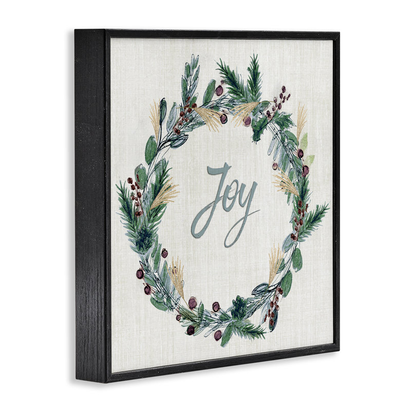 Couronne de verdure Joy, giclée encadrée, design par Susan Jill, Giclée encadrée noir minuit, H 12 po x l 12 po