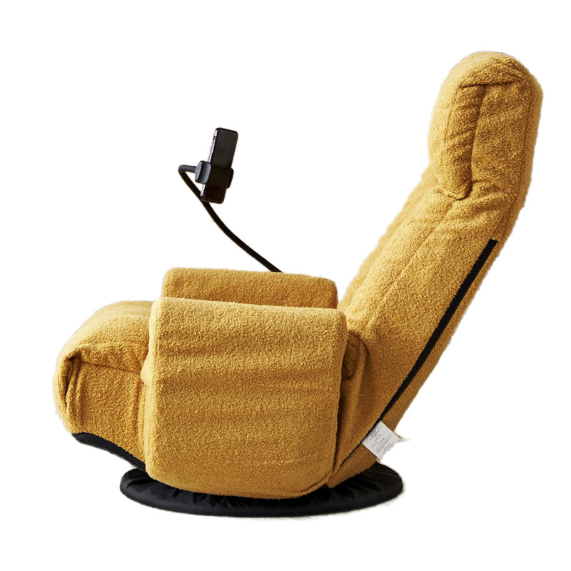 Chaise réglable en jaune, rotative à 360 degrés, structure en métal avec siège souple à plateforme pivotante jaune, rembourrage en tissu de siège