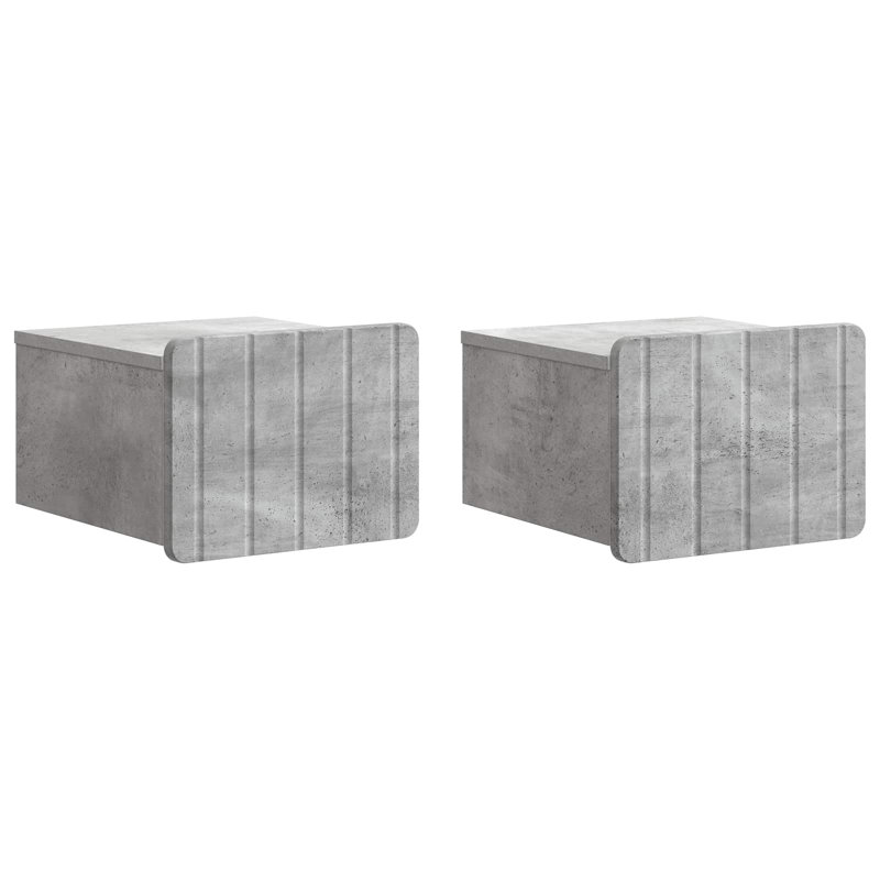 33cm W Manufactured Wood Bedside Table, Concrete Grey