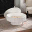 Round White Fluted Coffee Table: Lift-Top Storage Design, Sleek Texture, Perfect For Modern Living