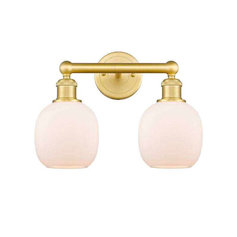 Éclairage pour meuble-lavabo à 2 lumières 15 pouces Carlucci, Blanc mat, Or satiné