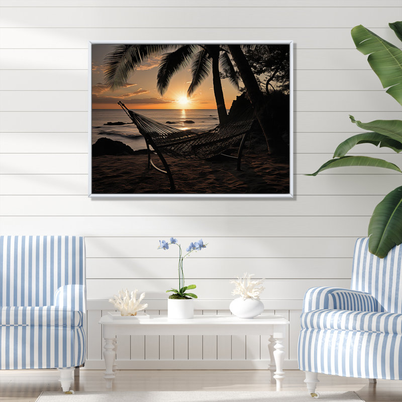 Amarillys Beach Tropical Vibes IV sur toile, H 24 po x l 32 po x P 1 po, Cadre flottant blanc