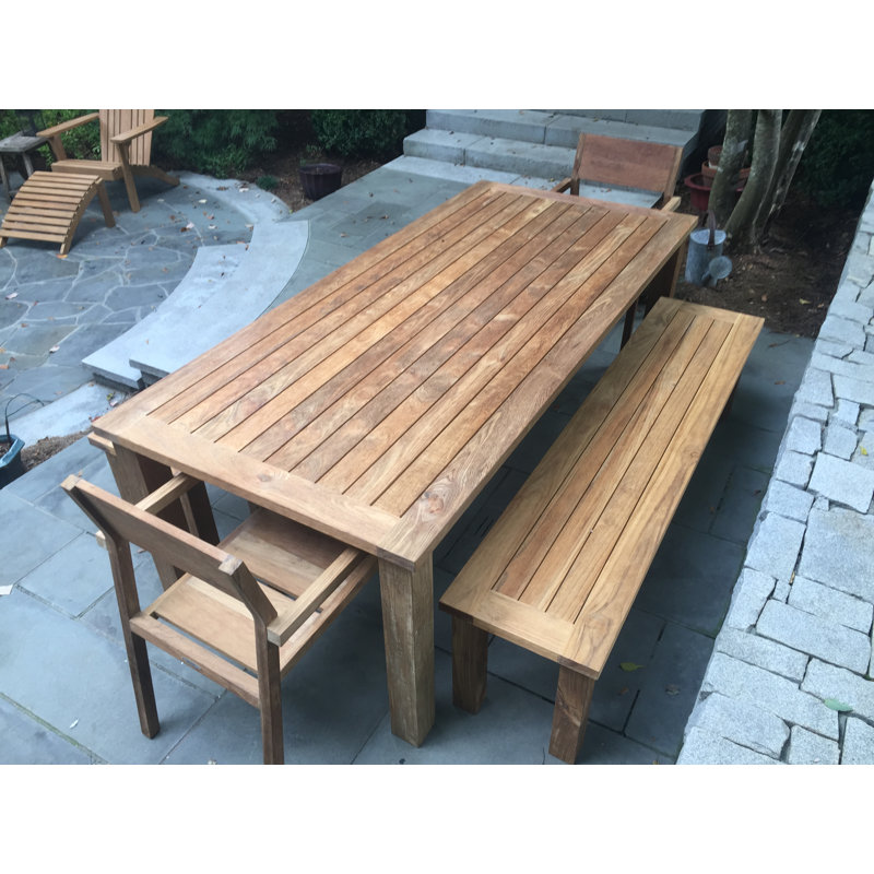 Jayliz Rectangular Teak Outdoor Dining Table, 29.5" H x 39" W x 86" L
