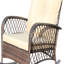 Chaise berçante pour l'extérieur, coussin épais, acier, cour de jardin, outil Pinnacle brun peu profond, modèle de modèle de conception à accoudoirs larges, modèle de cadre, niveau de strate inférieure