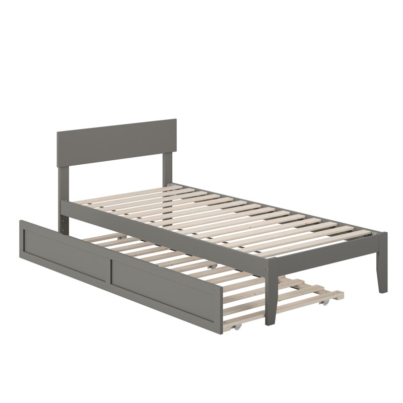 Lit plateforme avec lit gigogne Akiva, Gris, Simple TG