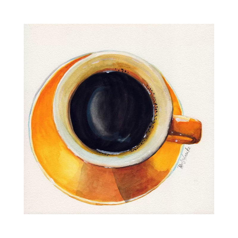 Yellow Coffee Cup by Jennifer Redstreake - Wrapped Canvas Painting, 30.48 cm H x 30.48 cm W