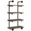 4 tablettes murales en noir et brun rustique pour bureau, aspect élégant