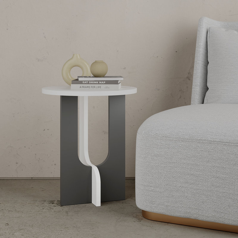 Doubilet End Table, Dark Gray, White