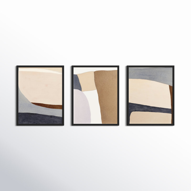 Divided By 3 In Blue Print by Julia Balfour, 20" H x 48" W, Black