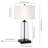 Dax 27.5" Tall Table Lamp with Fabric Shade in Seeded Glass/Blackened Bronze/White-360915163