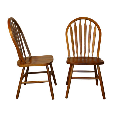 Lillith Solid Wood Windsor Back Side Chair in Golden Chestnut by Gracie Oaks