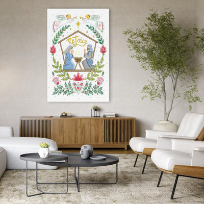 Rejoice Nativity - Contemporary Rejoice Nativity Scene Mary And Joseph Baby Jesus Art