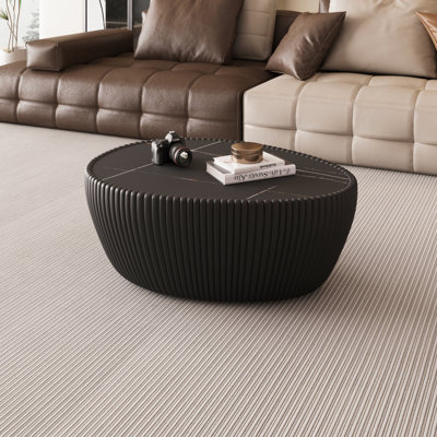 Table basse moderne en cuir noir avec œufs d'oie en forme de poule pour meubles de salon