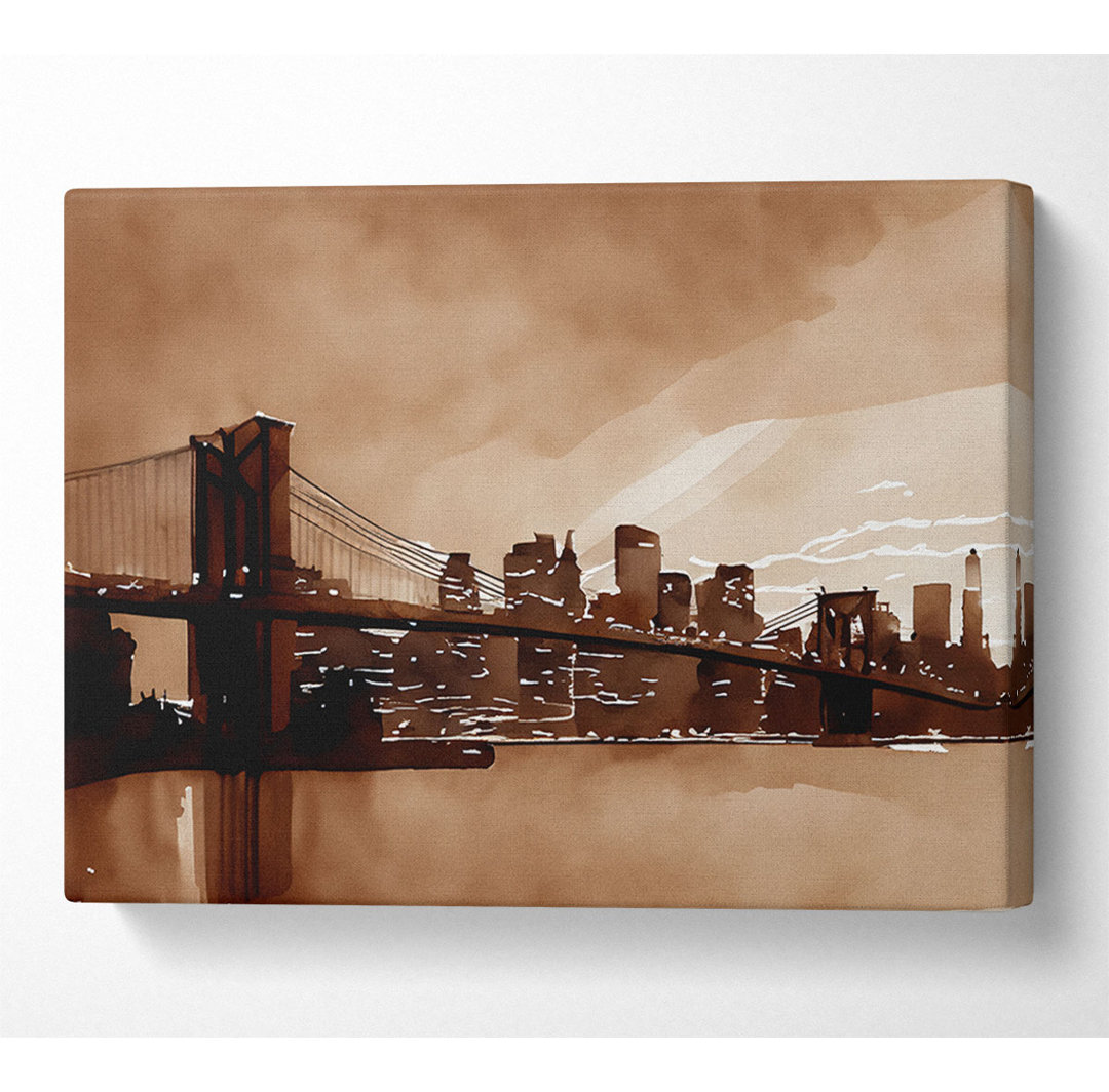 New York City Brooklyn Bridge Brauner Guss - Kunstdrucke auf Leinwand