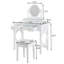 Coiffeuse compacte avec miroir réversible, coiffeuse avec tabouret, coiffeuse compacte pour petits espaces, blanc
