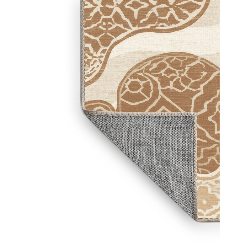 Machine Washable Pavla Global Inspired Moroccan Rug in Beige – Beige Binding, 5x7