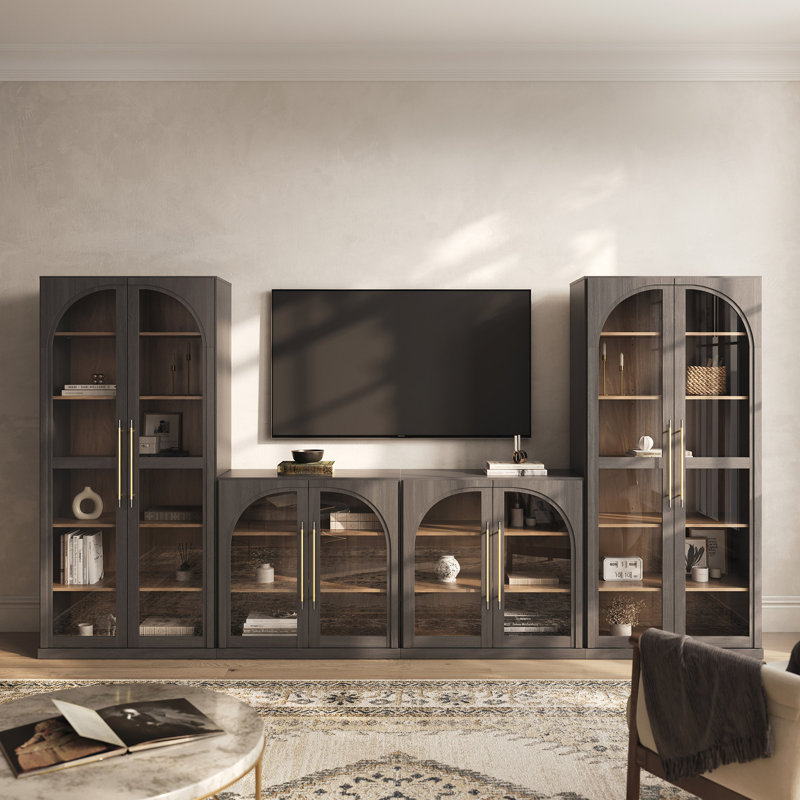 4-Piece Modular TV Stand Set Jagger Series 1A2I, Ebony, Ebony