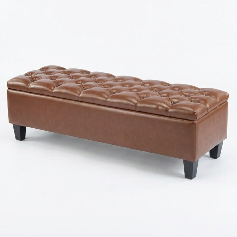 Repose-pieds capitonné avec rangement rectangulaire, Brun