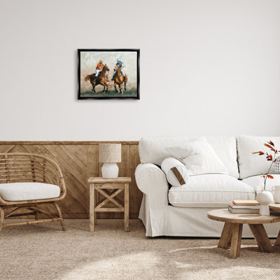 Peinture équestre de joueurs de polo sur bois par Ziwei Li, peinture