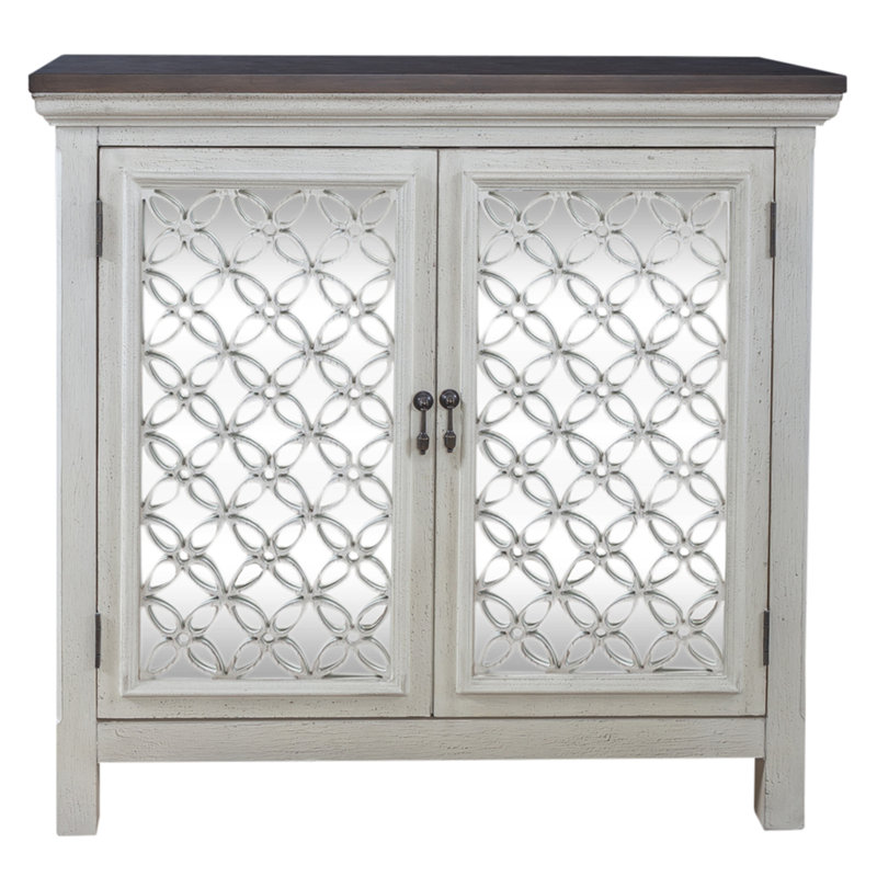 Della Accent Cabinet, Wirebrushed/Gray, 36.5" H x 38" W x 17" D