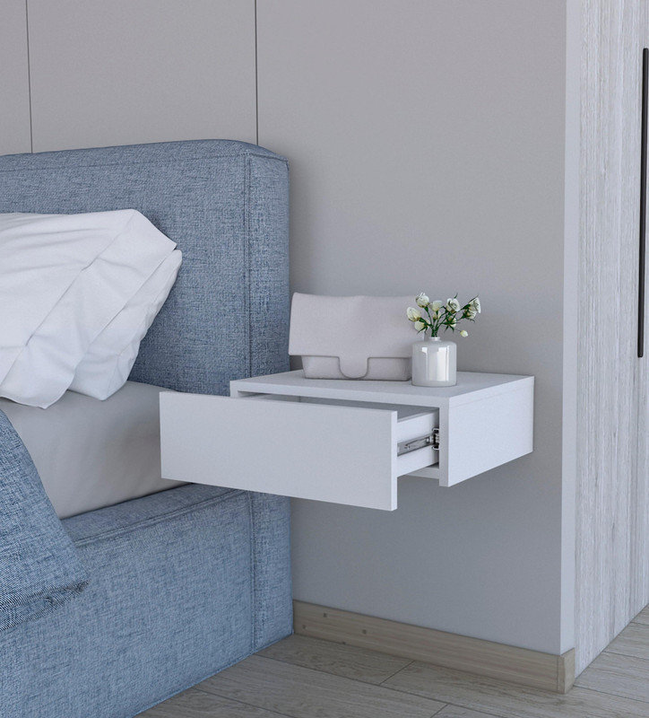 White Wall - Mounted Floating Nightstand: A Blend of Style and Function