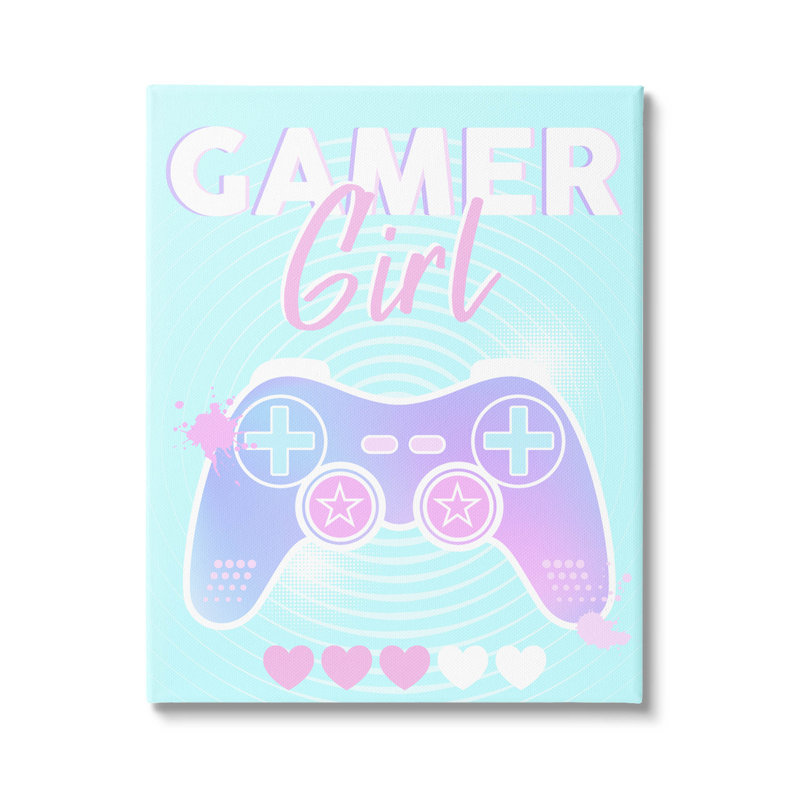 «Gamer Girl Pastel contrôleur», art mural par Angela Nickeas, H 20 po x l 16 po x P 1,5 po