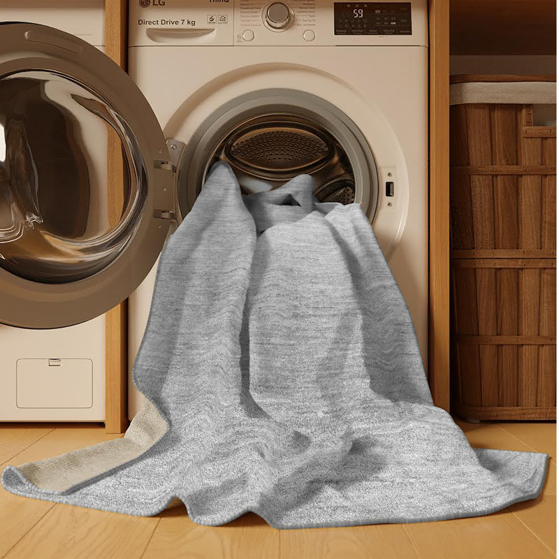 Tapis gris tissé à la machine Bernabe, Rectangle 6 pi x 9 pi