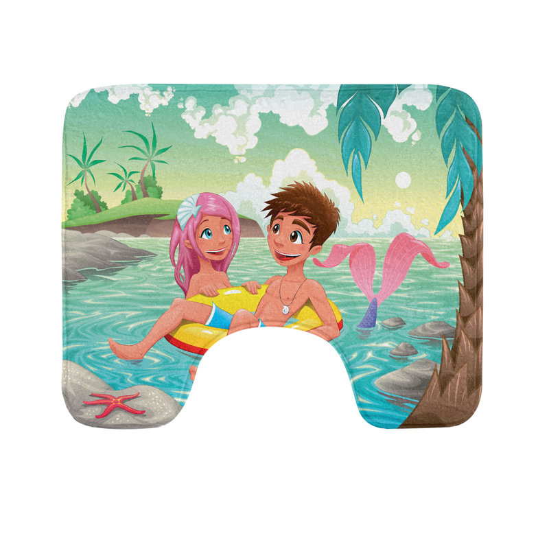 Tapis de salle de bain en forme de U Mermaid 20 po Multicolor