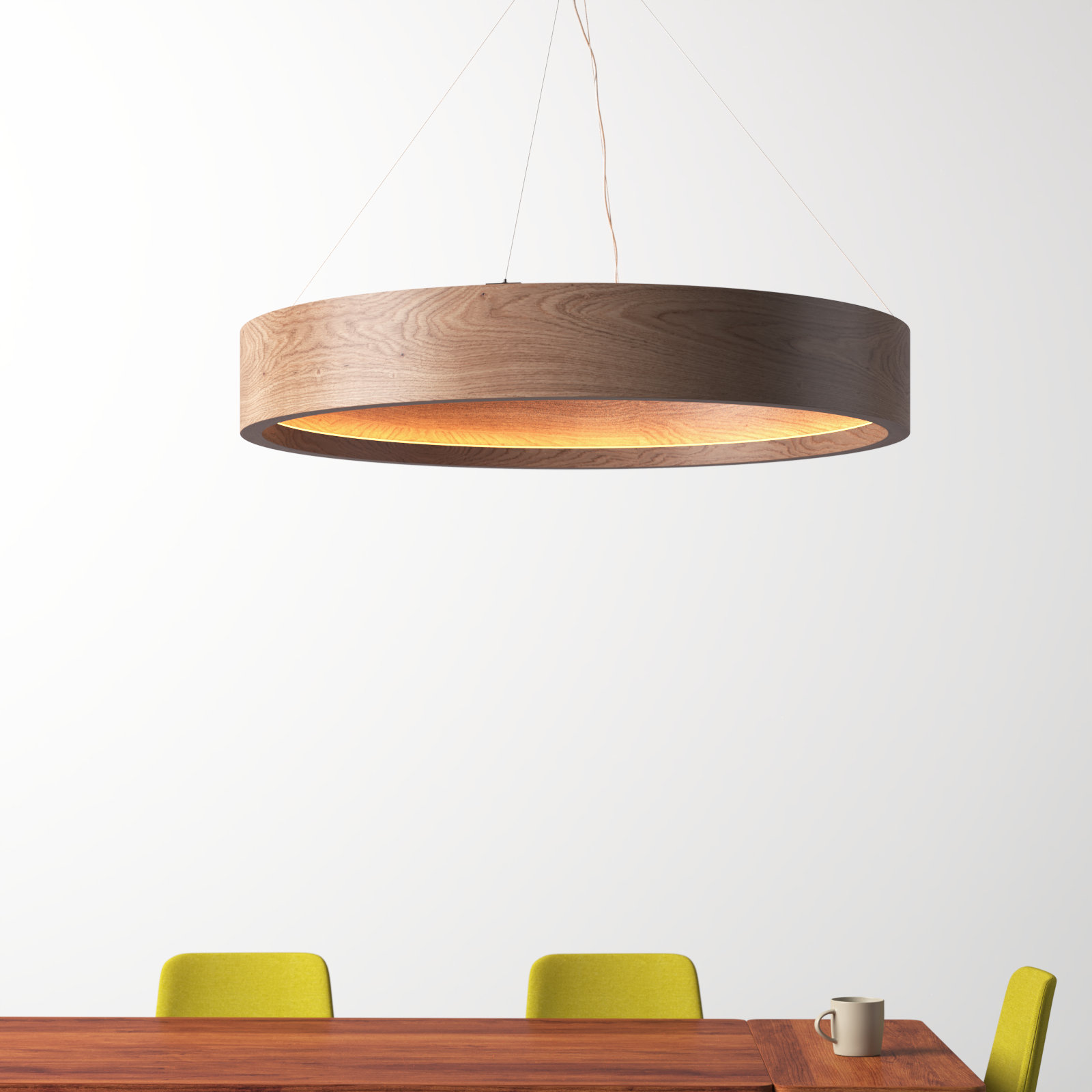 Lottie Single - Light Chandelier, Walnut Veneer, 25" H x 33" W x 33" D