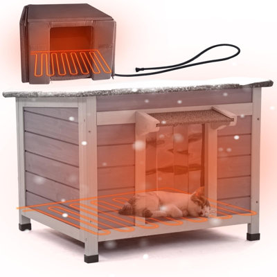Heated Outdoor Cat House For Winer, Cat House For Outdoor Cats Insulated Feral Cat Shelter