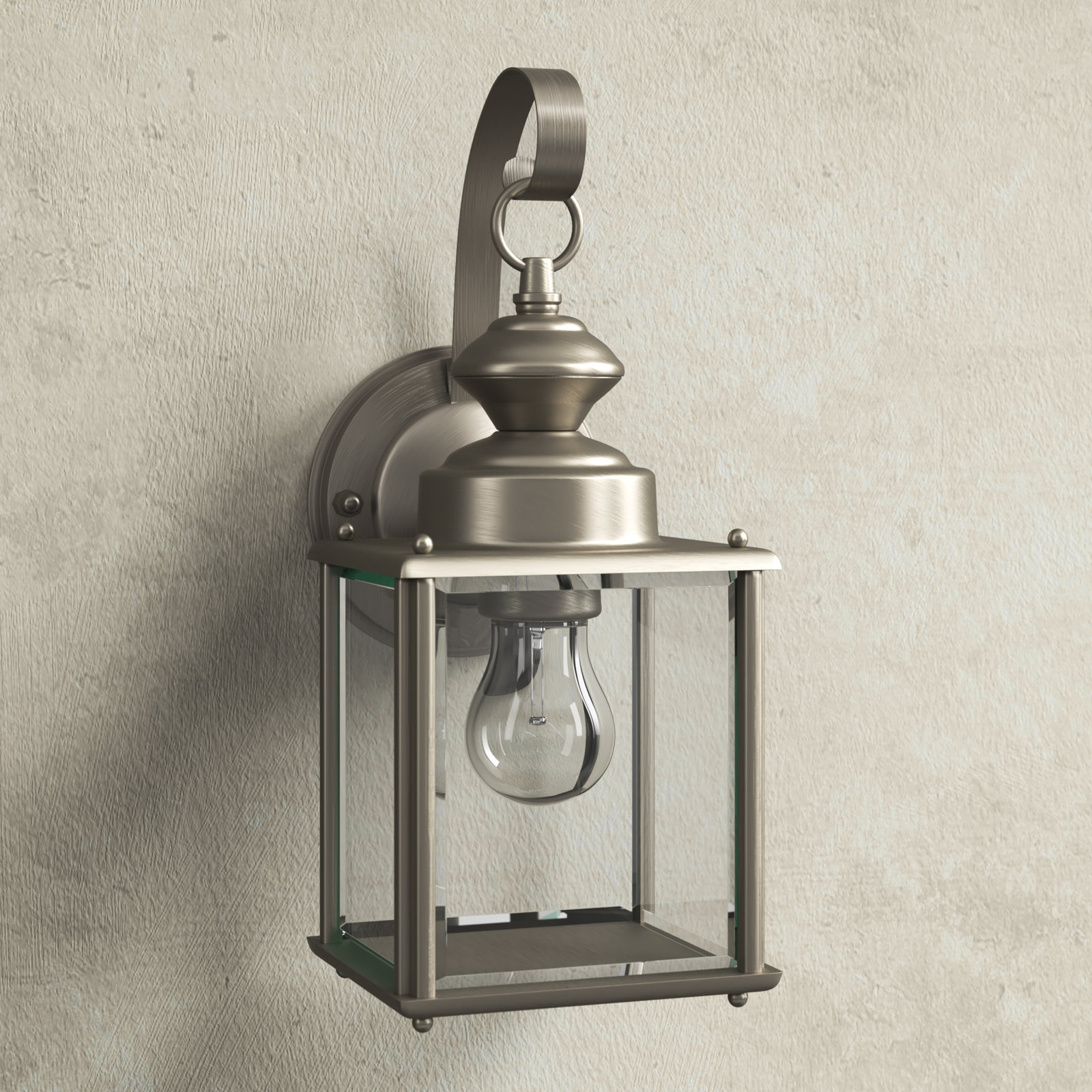 Tiernan Single Light Outdoor Wall Light, Antique Brushed Nickel, 11.25"H x 4"W x 5.75"D