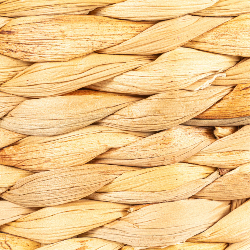 Woven Water Hyacinth Wastebin With Scalloped Edge