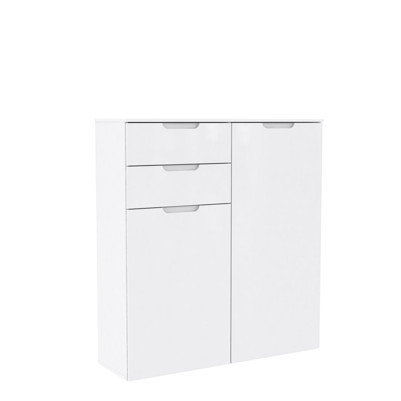 Warnick 109.9 cm W Chest of 2 Drawers, Matte White/High-gloss White