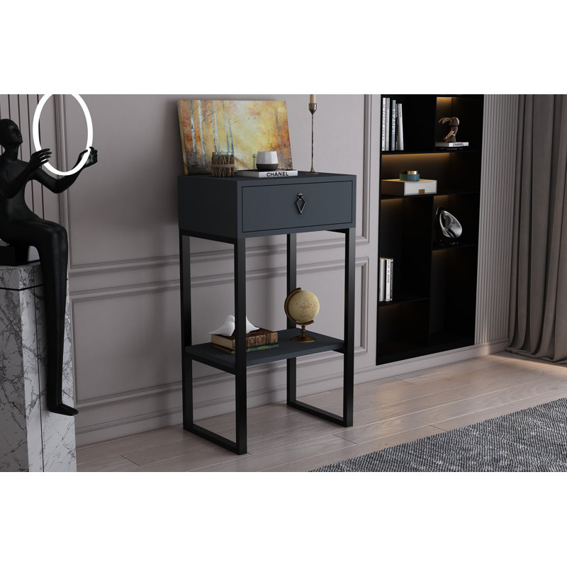 Damiyan Modern Industrial Dresser, Anthracite Color, 19.7 x 35.4 x 13.9 inches | 100% Melamine Coated Particle Board, Thickness: 0.7 inches | Stylish Storage Solution for Bedroom, Living Room or Office, Durable & Elegant Design