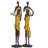 Yellow Polyresin Woman Handmade African Decorative Sculpture with Water Jugs and Jeweled Details, Set of 2