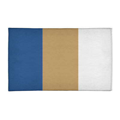 Tapis bleu royal rayé/doré/zone blanche Kansas