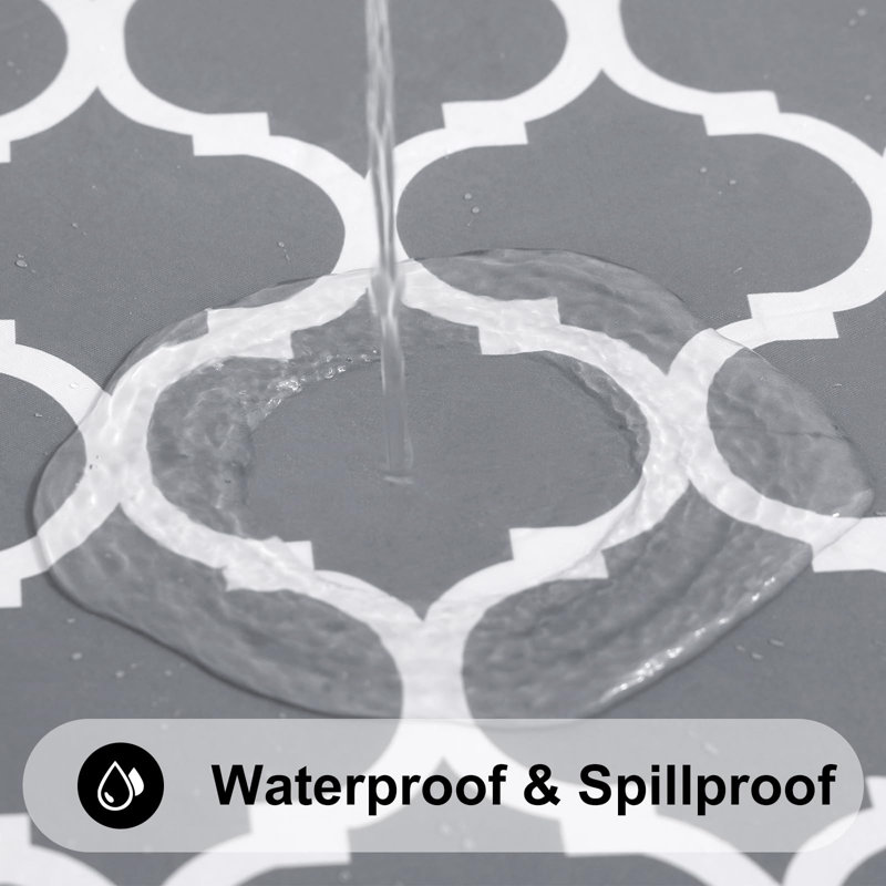 Gray Waterproof Vinyl Rectangle Tablecloth with Flannel Backing
