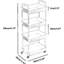Chariot utilitaire roulant en plastique à 4 niveaux avec poignée, étagères de rangement mobiles pour cuisine, bureau, salon, buanderie, blanc