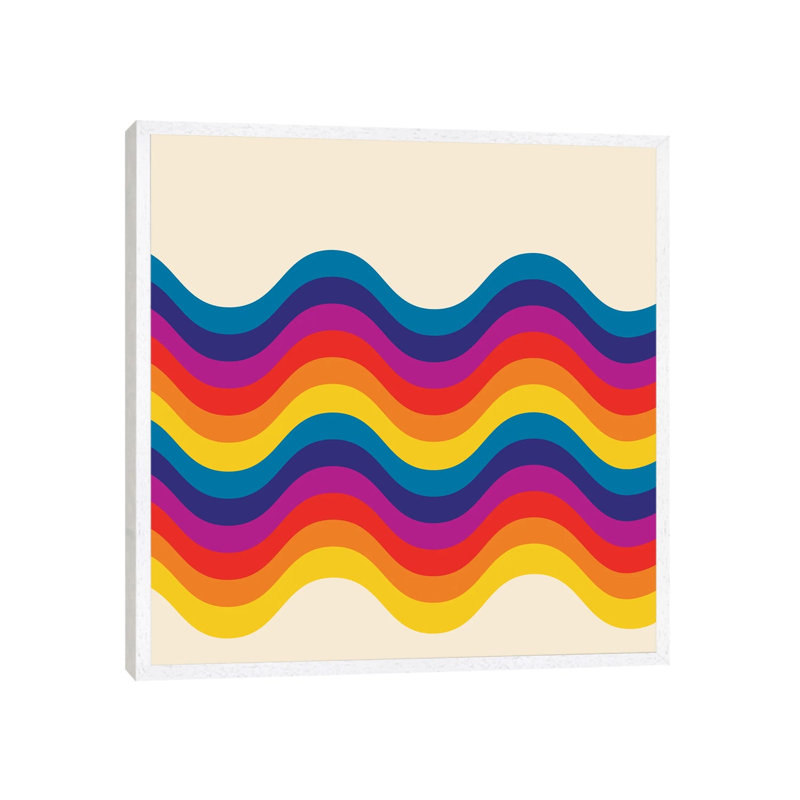 Wavy Retro Rainbow by Show Me Mars - Gallery-Wrapped Canvas Giclée on Canvas, 45.72 cm H x 45.72 cm W, White Framed