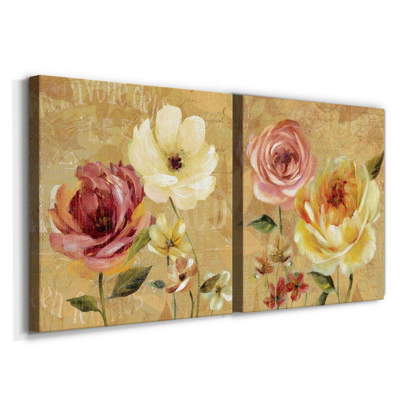 «French Country Garden I», ensemble de 2 reproductions d'art sur toile tendue, H 10 po x l 10 po x P 1 po