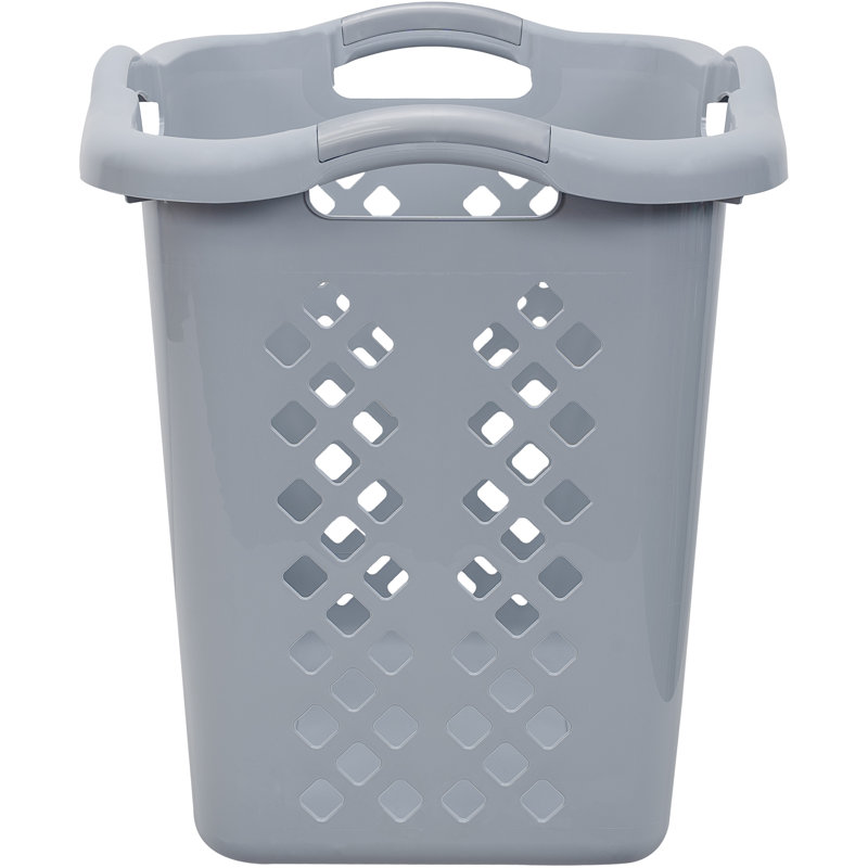 Gray Plastic Laundry Hamper with Four Handles