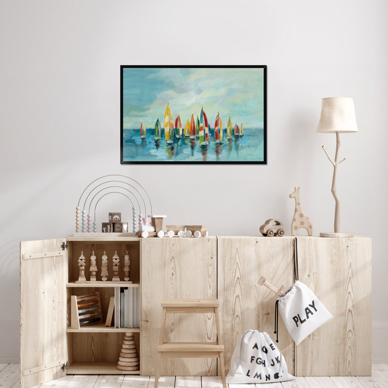 Regatta by Silvia Vassileva - Painting, Black Framed Paper Print, 65cm H x 95cm W