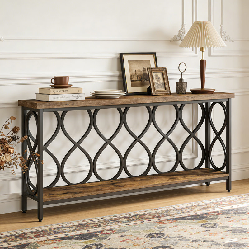 Industrial Console Table 2-Tier Entryway Accent Table