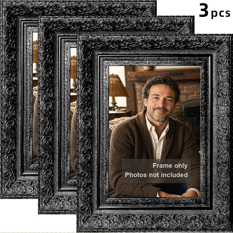 Cadre photo 3 pièces 5 "x 7" noir pour décoration de manteau de cheminée