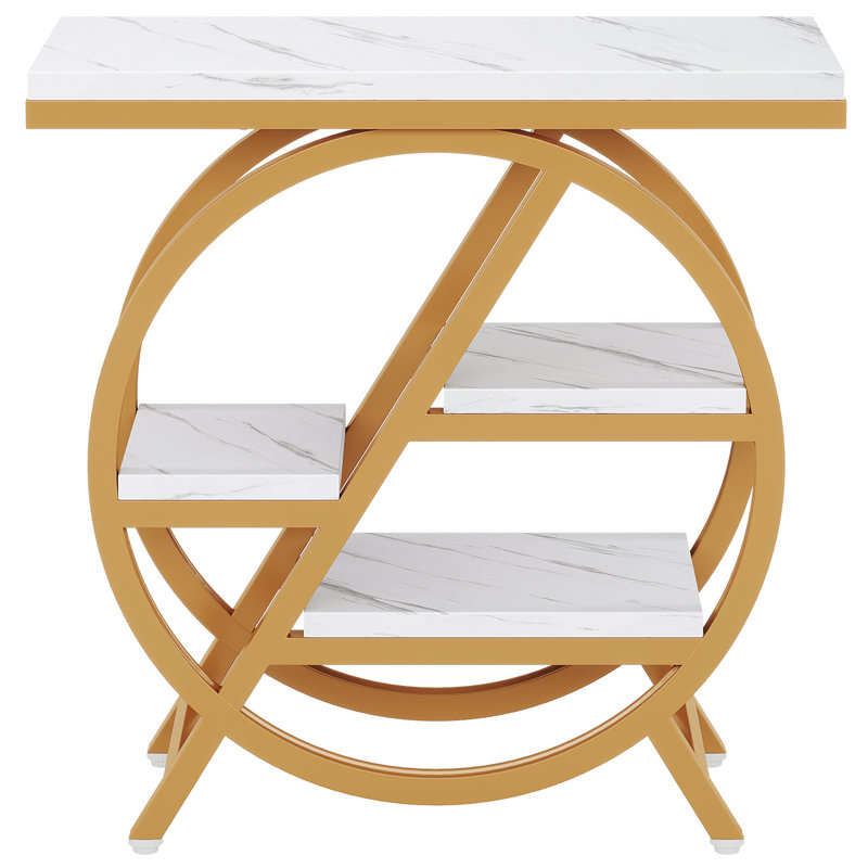 Table d'appoint ronde Nordic avec plateau en marbre et pieds en métal pour les salons industriels
