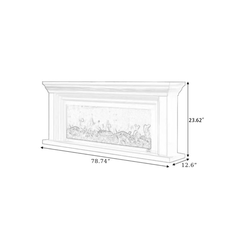 White Solid Wood TV Cabinet Heating Fireplace, White, 31.5" H x 78.74" W x 12.6" D