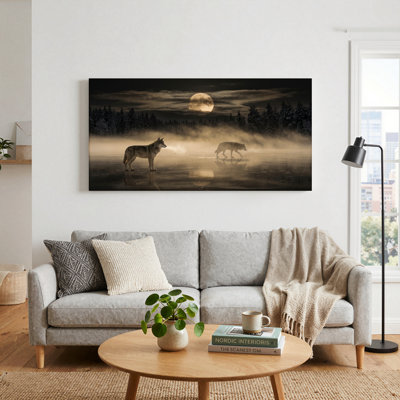 Wolf Moon Canvas Wall Art Oil Painting Print Set Of 1