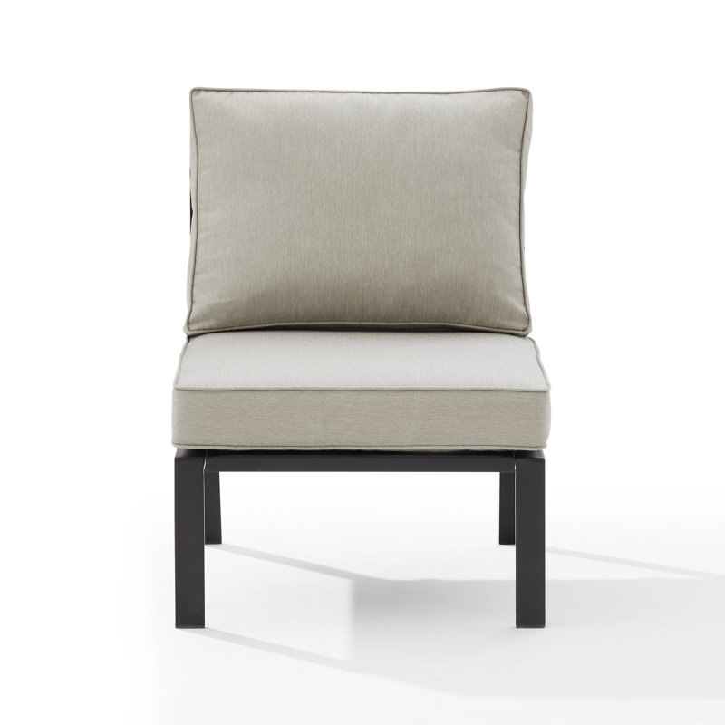 Chaise de patio en métal avec coussins Stillas, Taupe